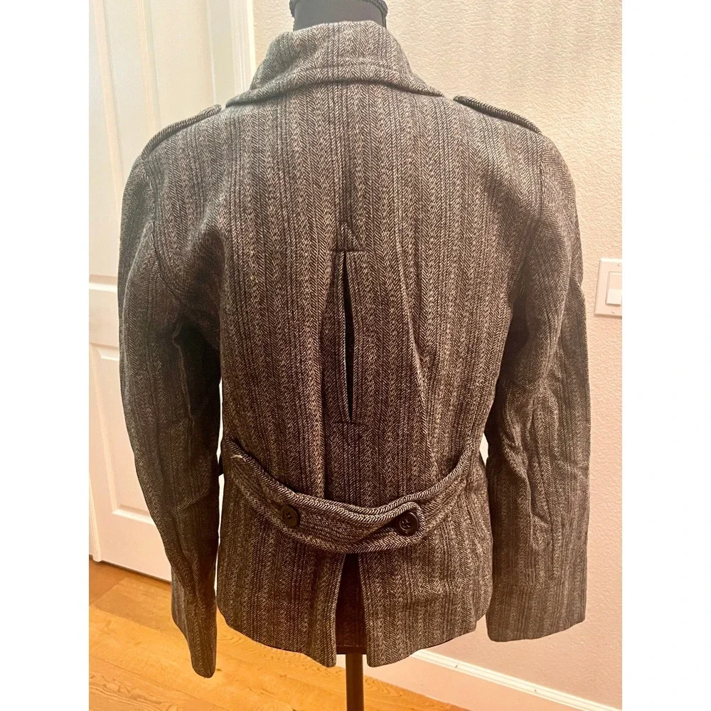 J Crew Wool Tweed Blazer Jacket Womens 8 Gray Excellent Herringbone Peacoat